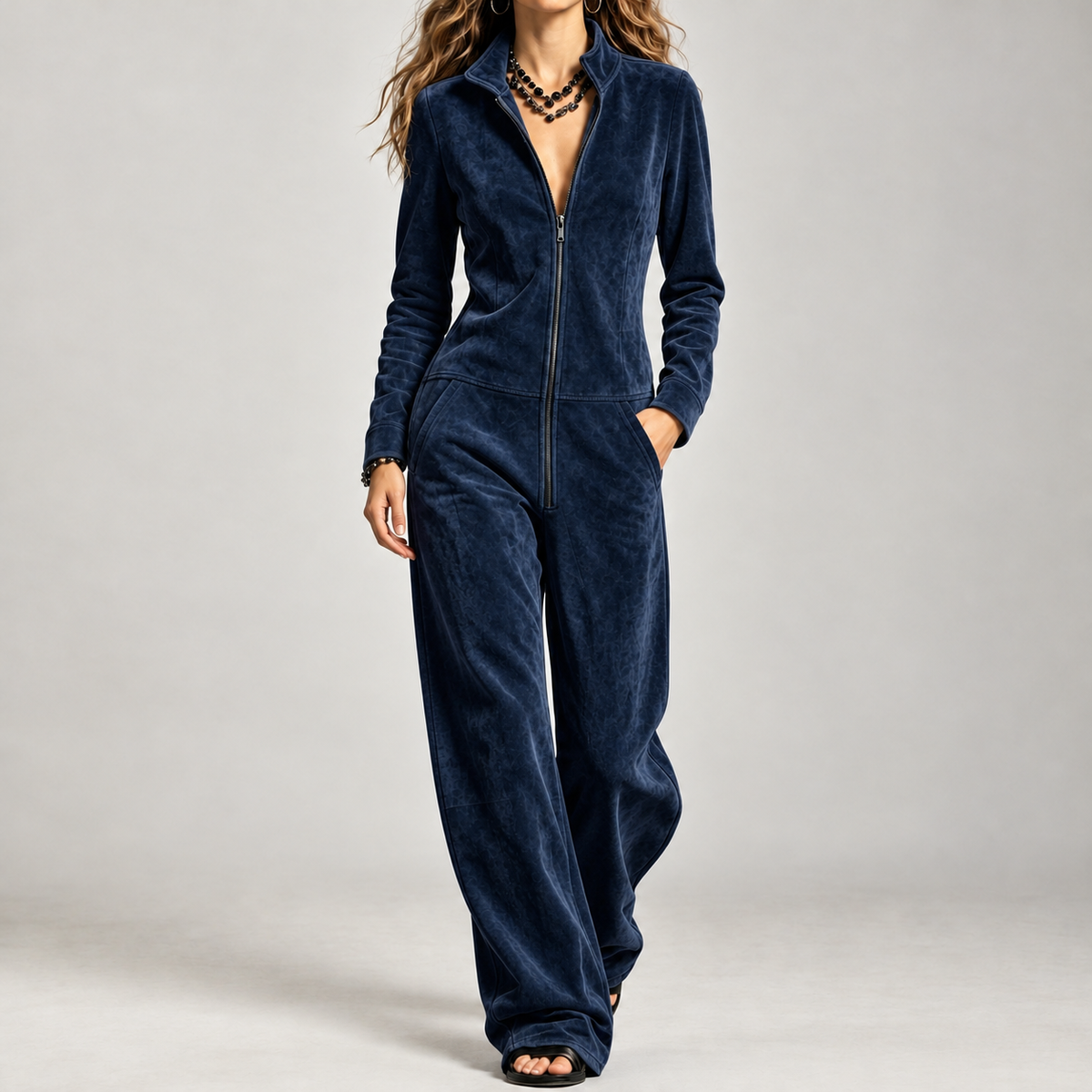 Borgny Wide Leg Jumpsuit - Dark Blue
