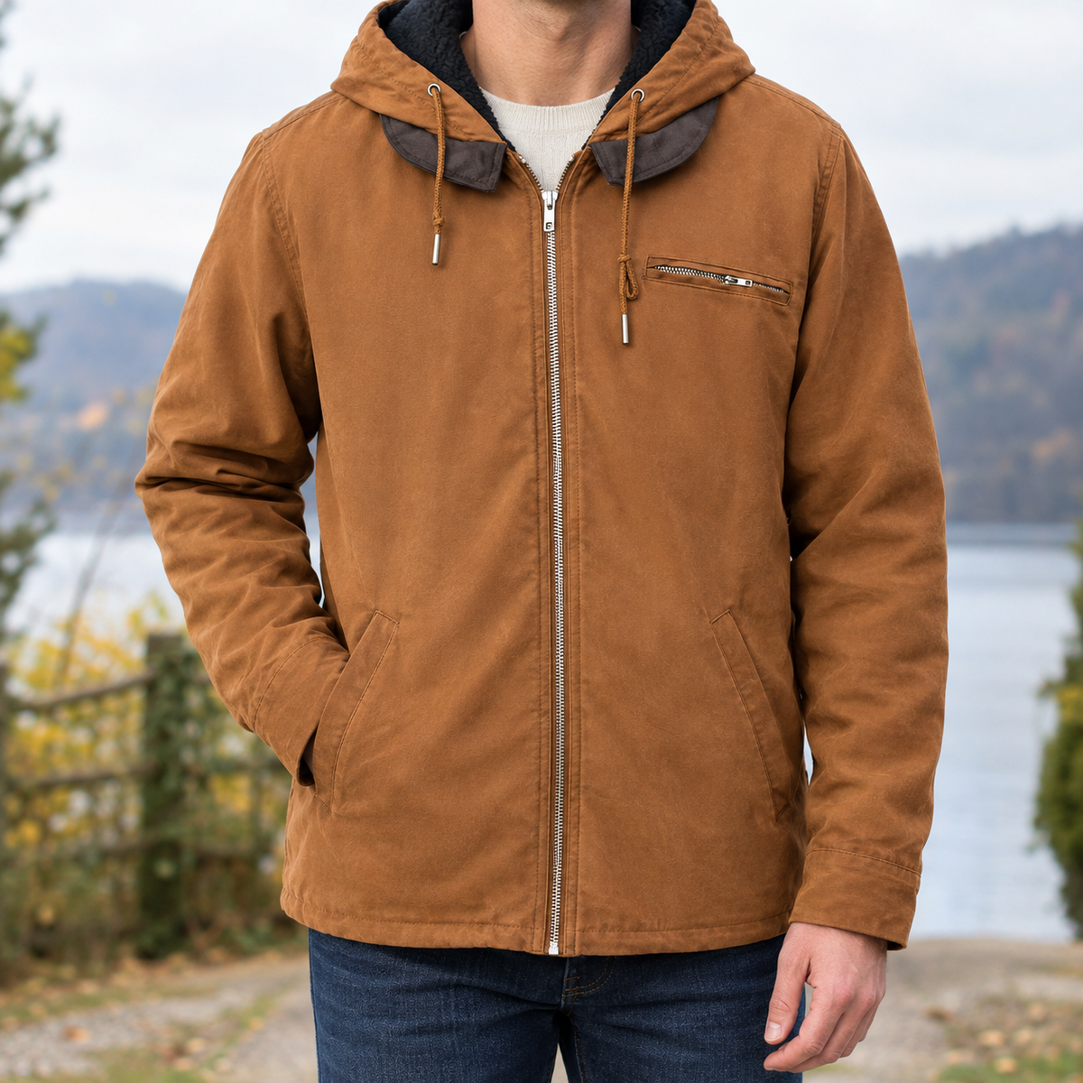 Ebbe Hooded Cotton Jacket - Camel