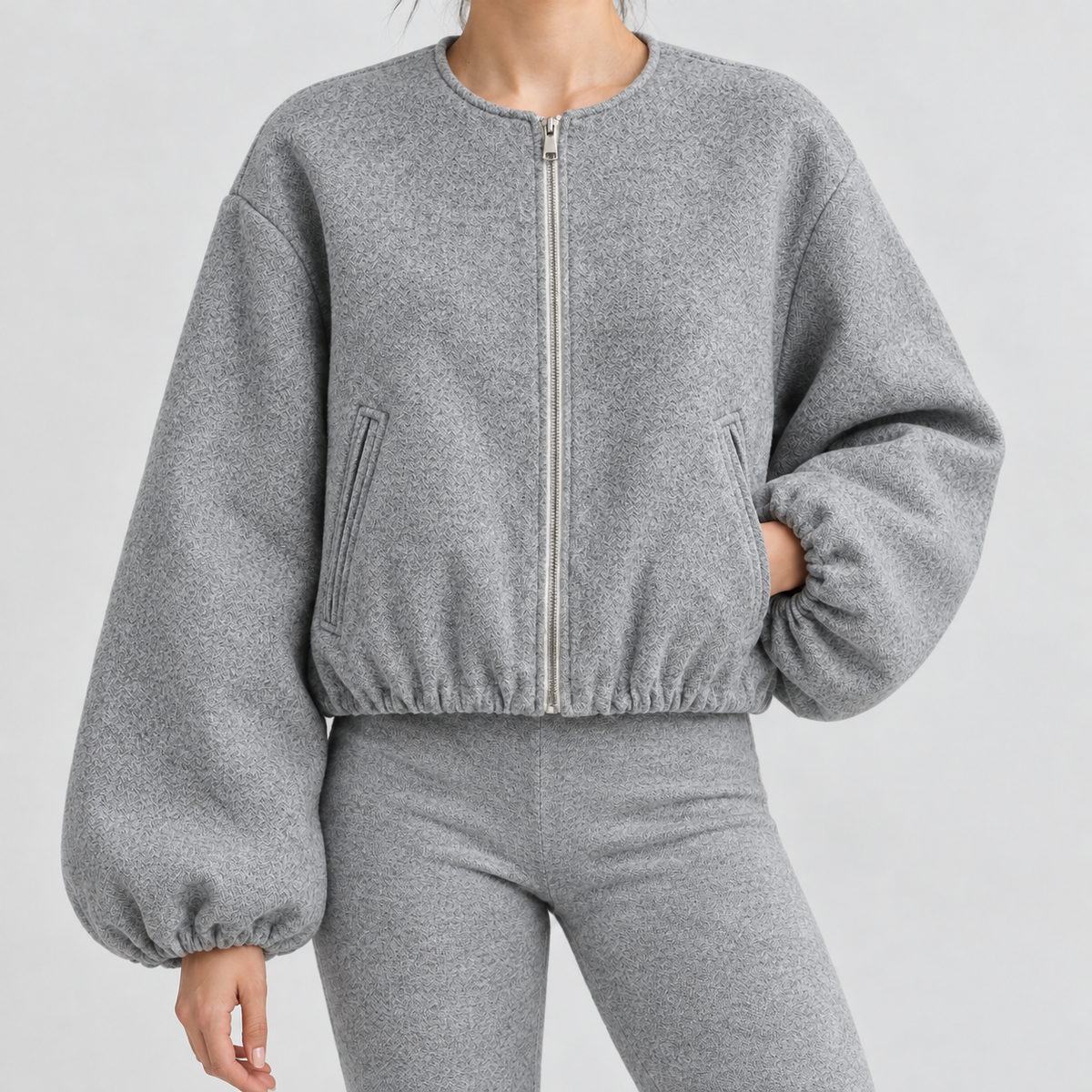 Heidelinde Balloon Sleeve Jacket - Gray