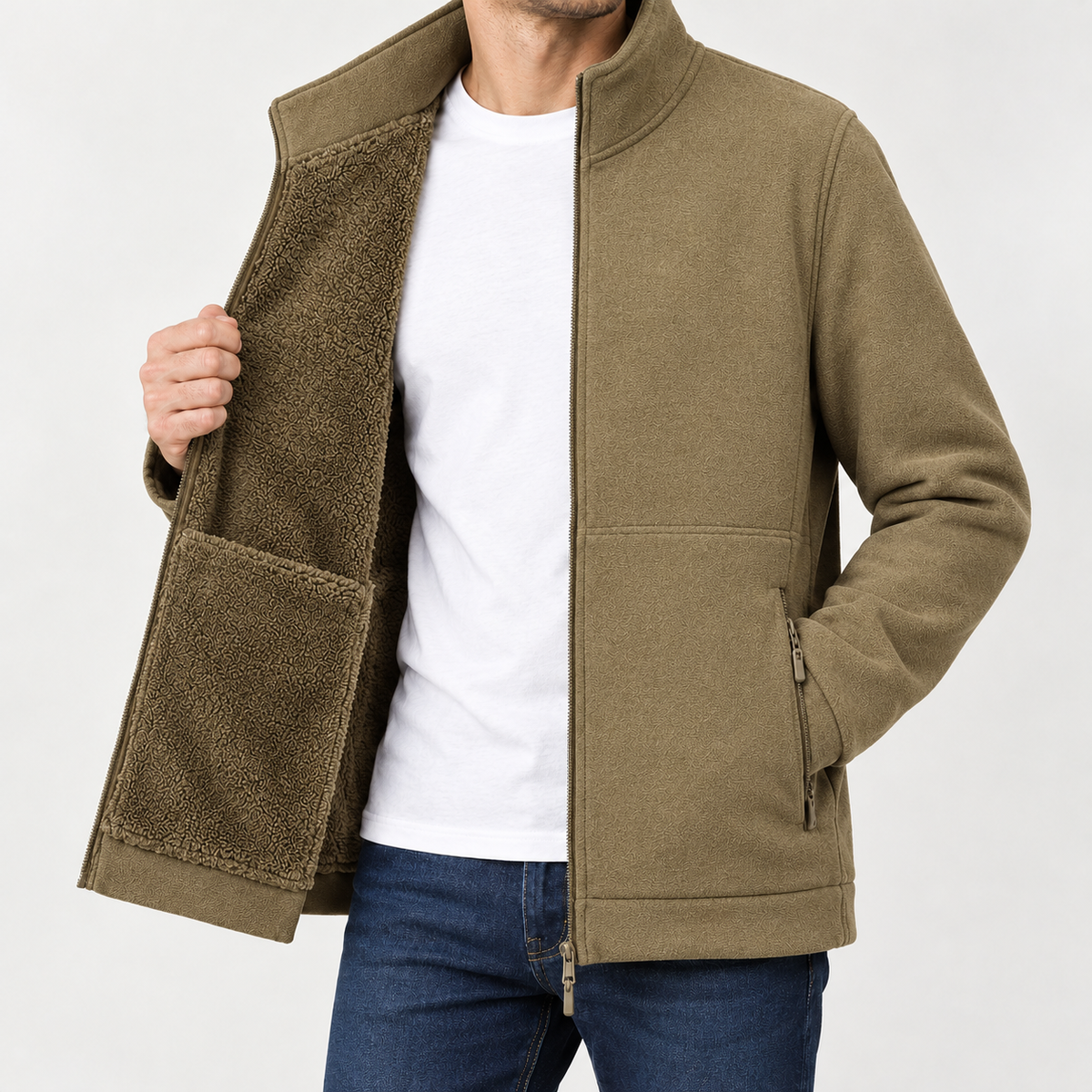 Jeremy Fleece Lined Jacket - Khaki