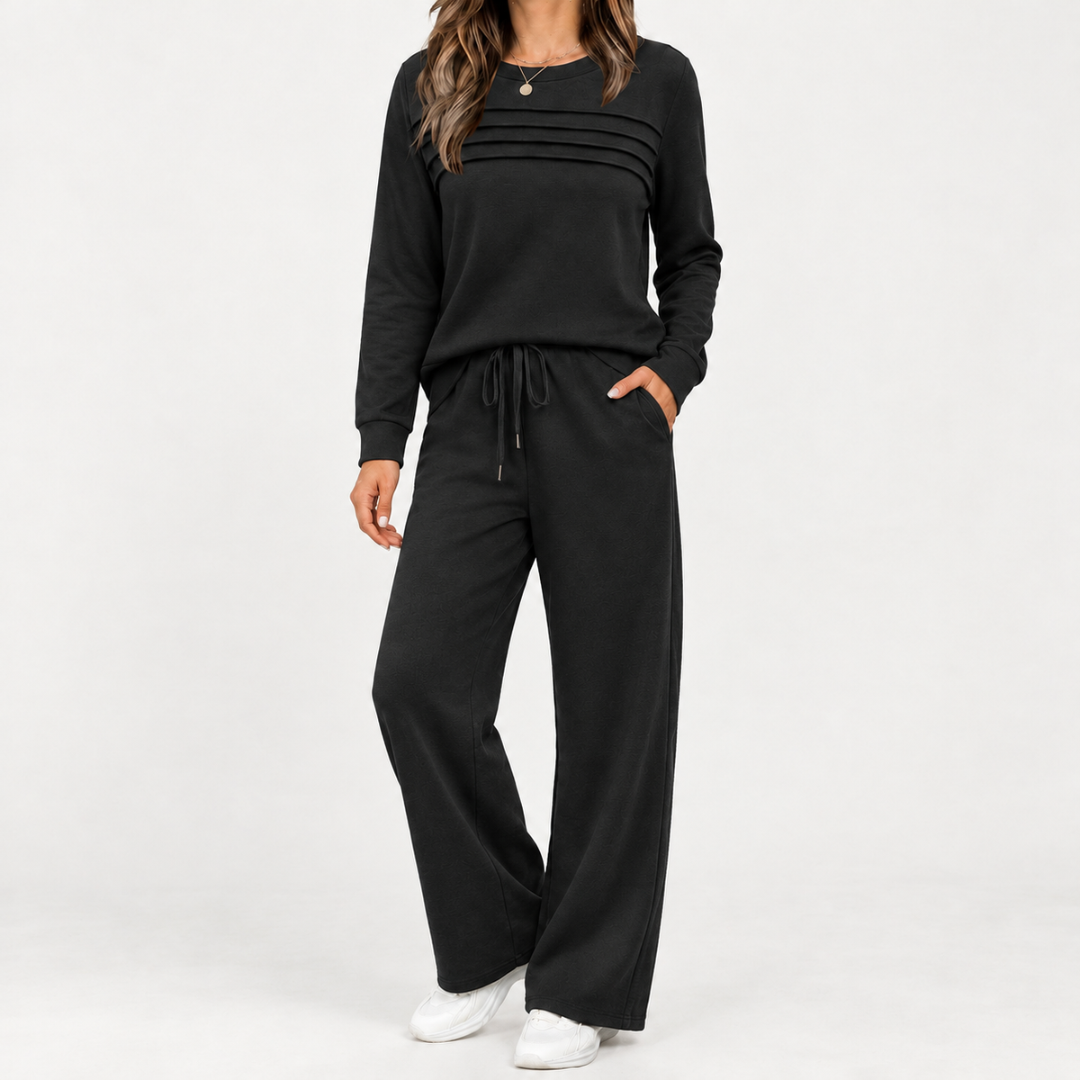 Marcella Pleated Lounge Set - Black