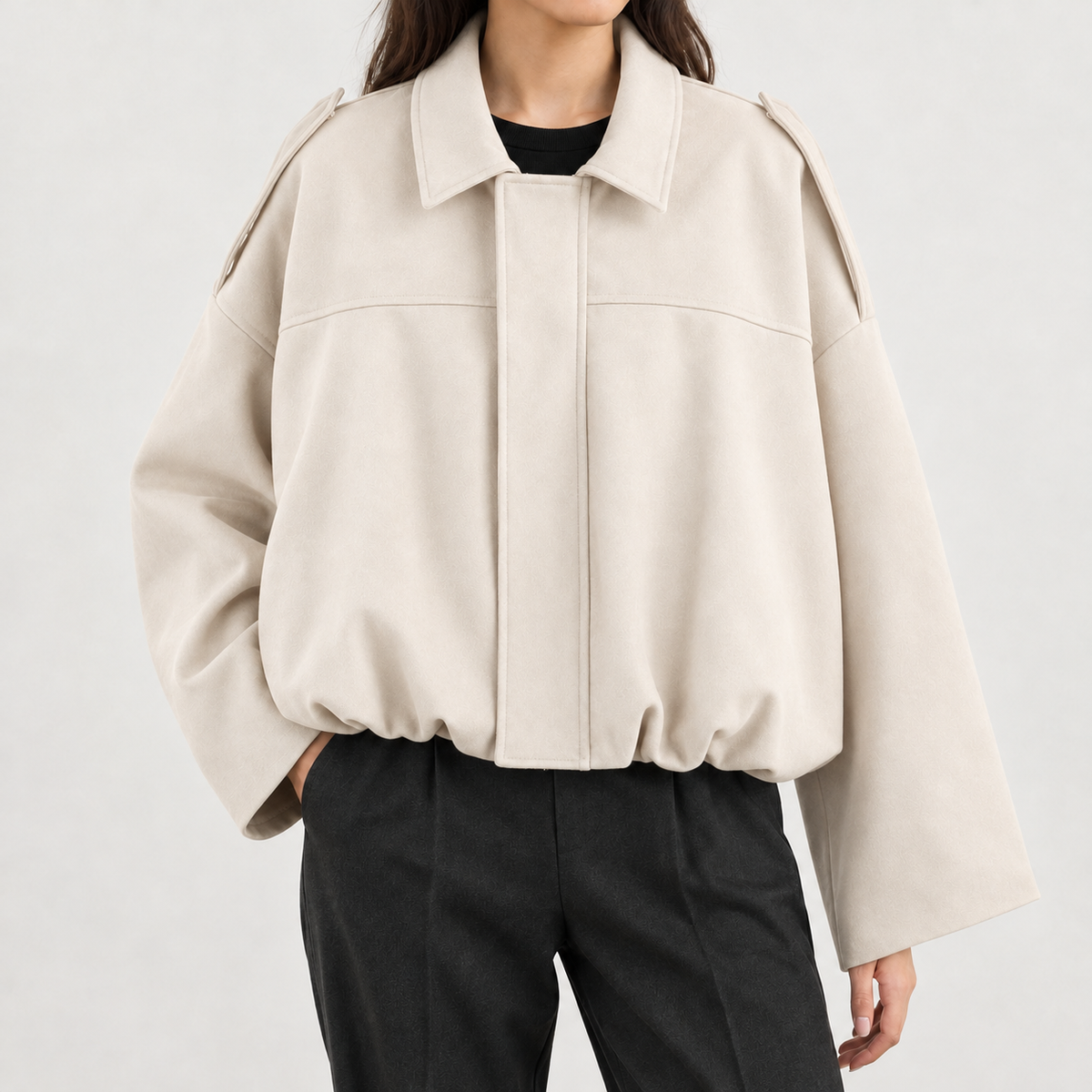 Ilona Suede Texture Jacket - Beige