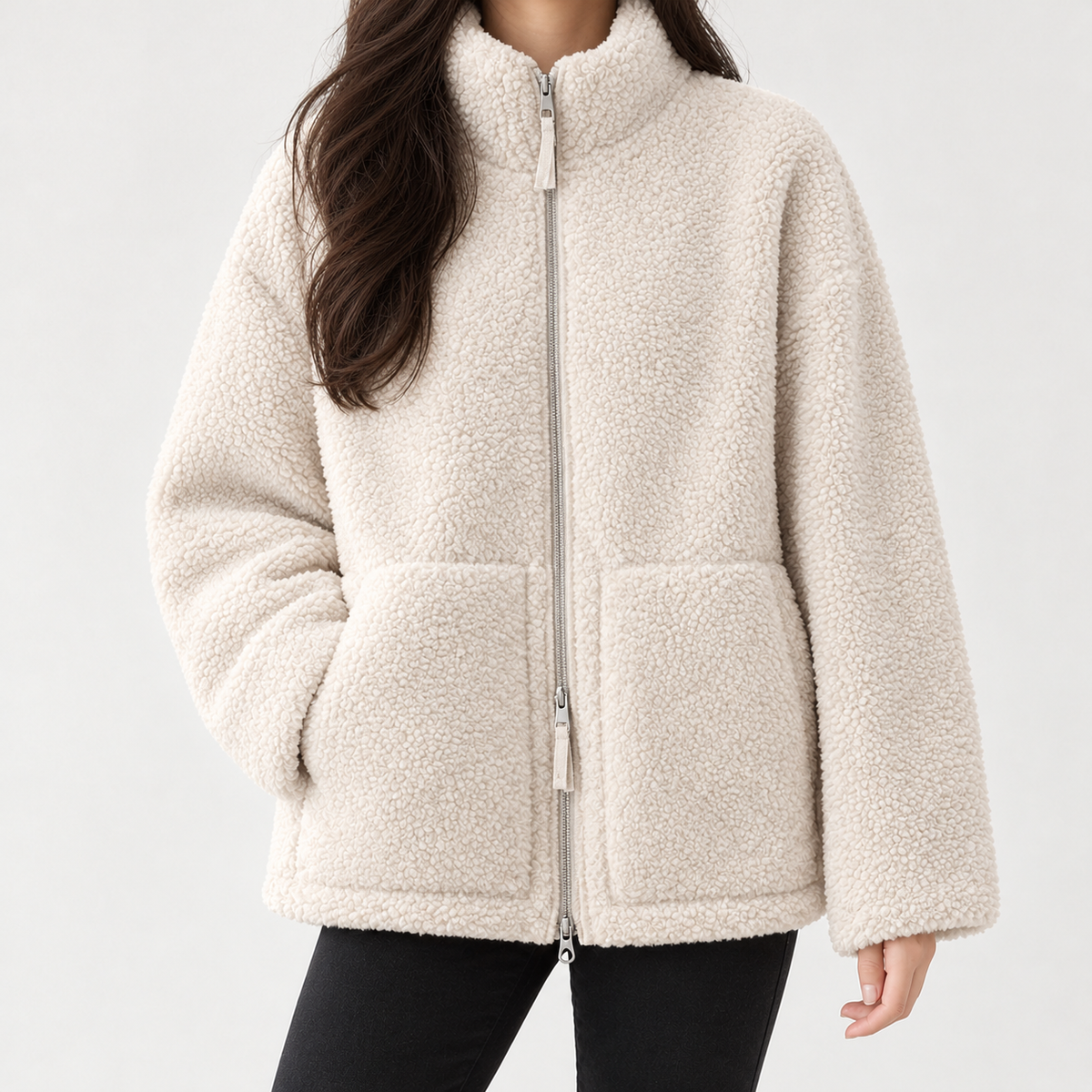 Vilma Teddy Zip Jacket - Off-white