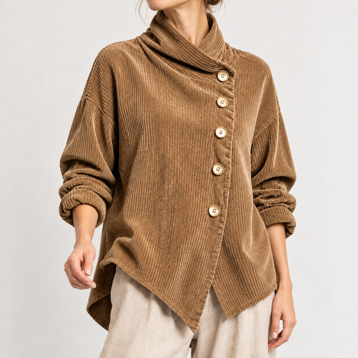 Talia Cowl Neck Top - Khaki