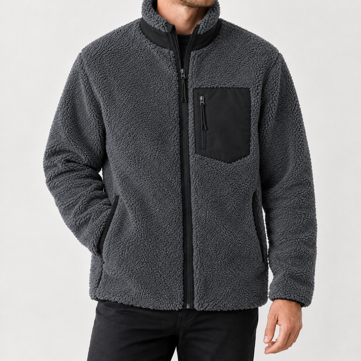 Jean Stand Collar Jacket - Dark Gray