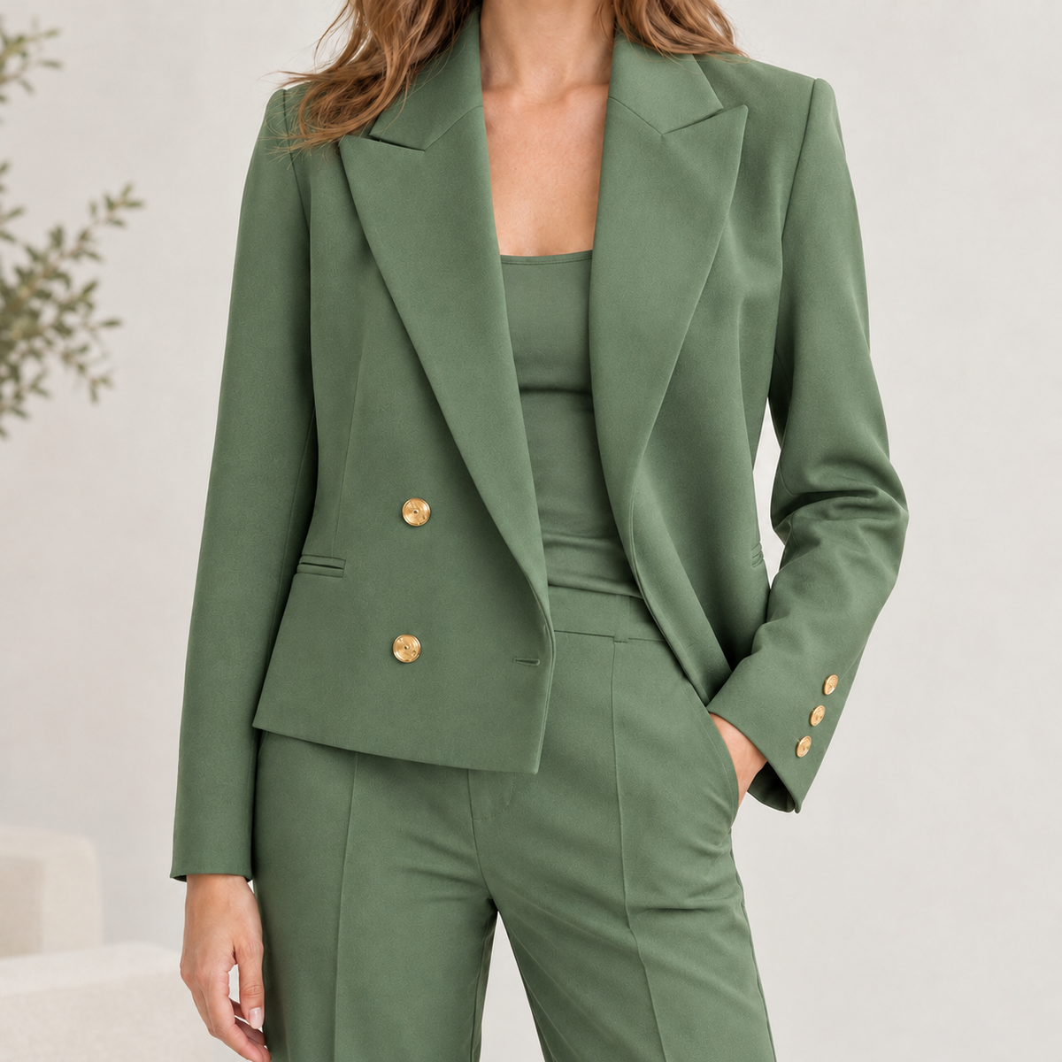 Gisela Cropped Blazer - Green