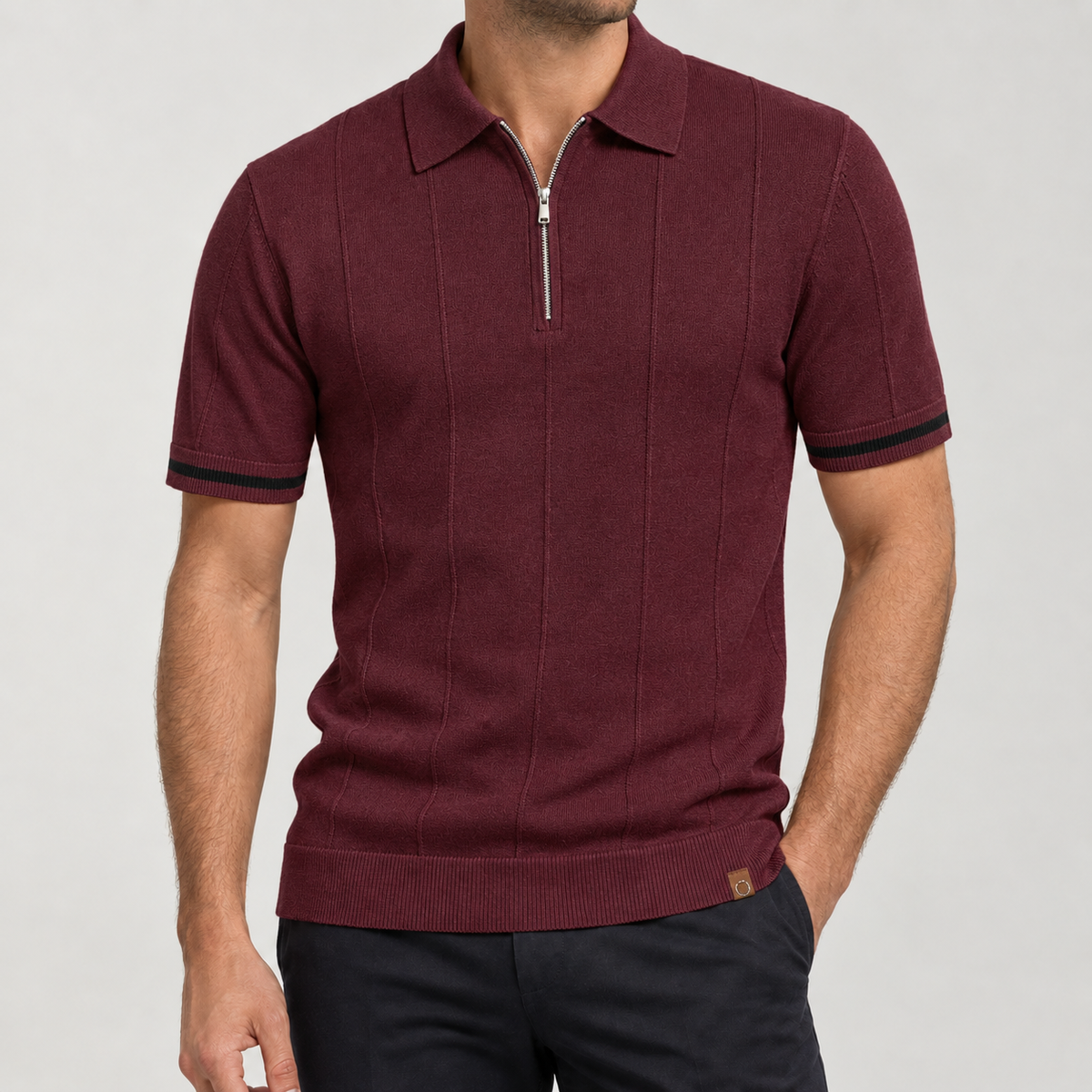 Solomon Zip Polo - Wine Red