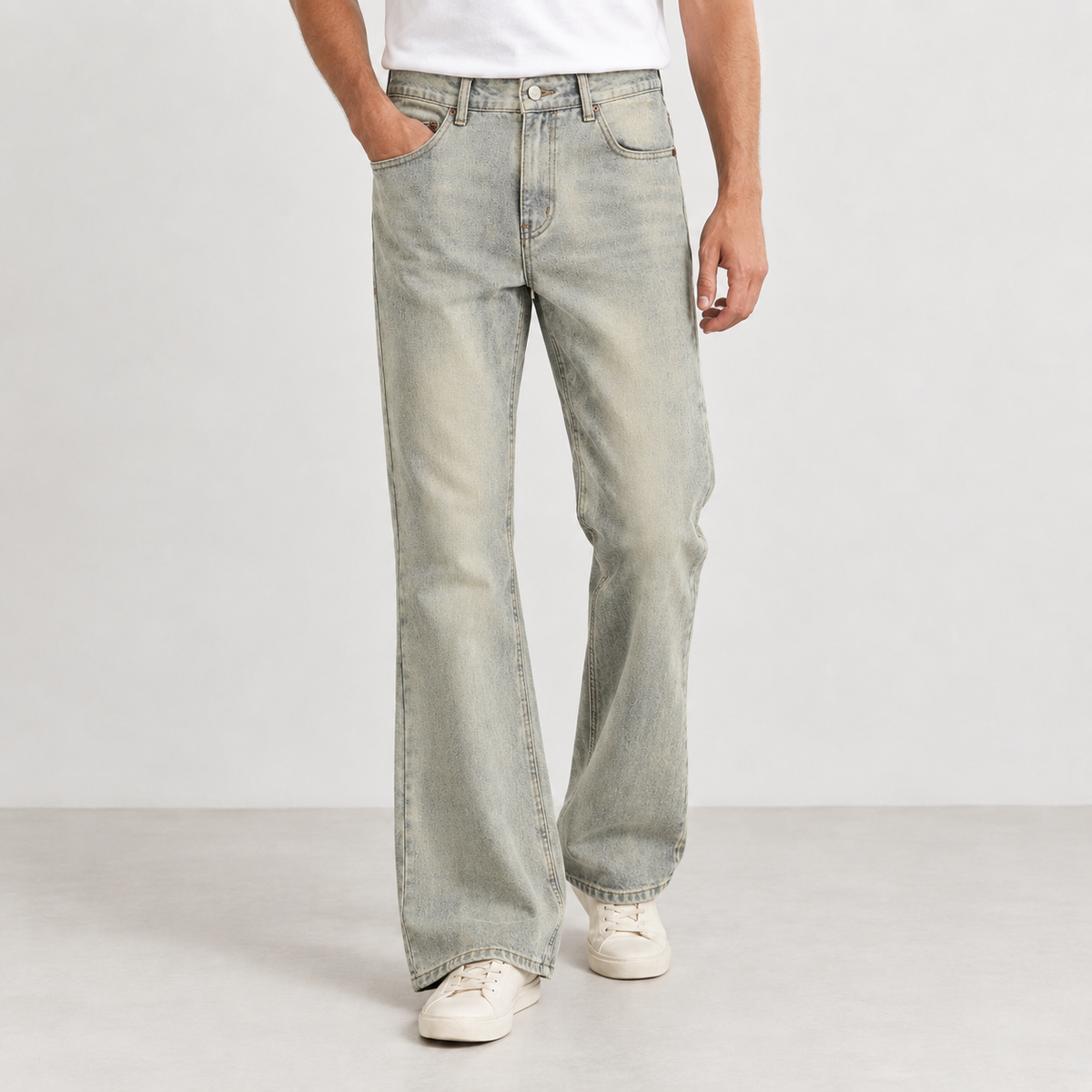 Romano Flared Jeans - Washed Beige