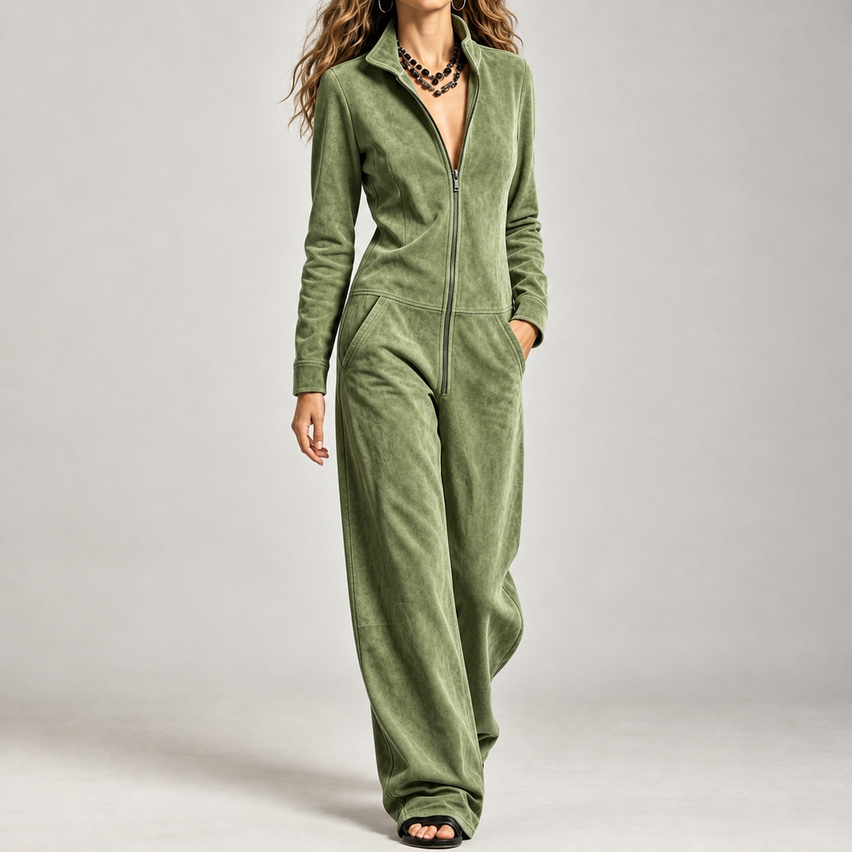 Borgny Wide Leg Jumpsuit - Green