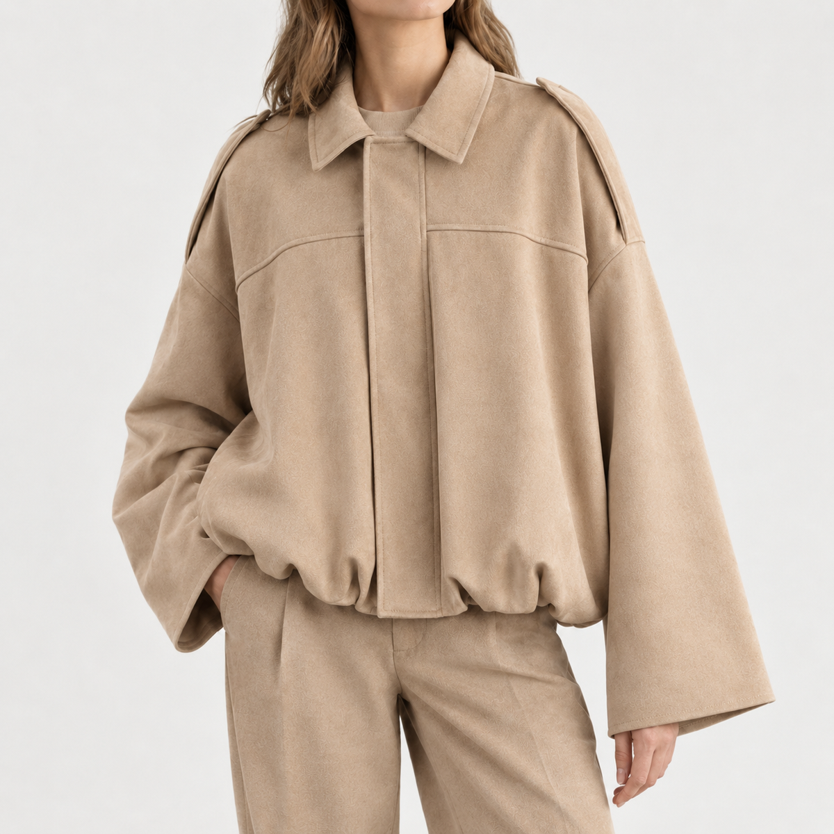 Tatiana Bubble Hem Jacket - Khaki