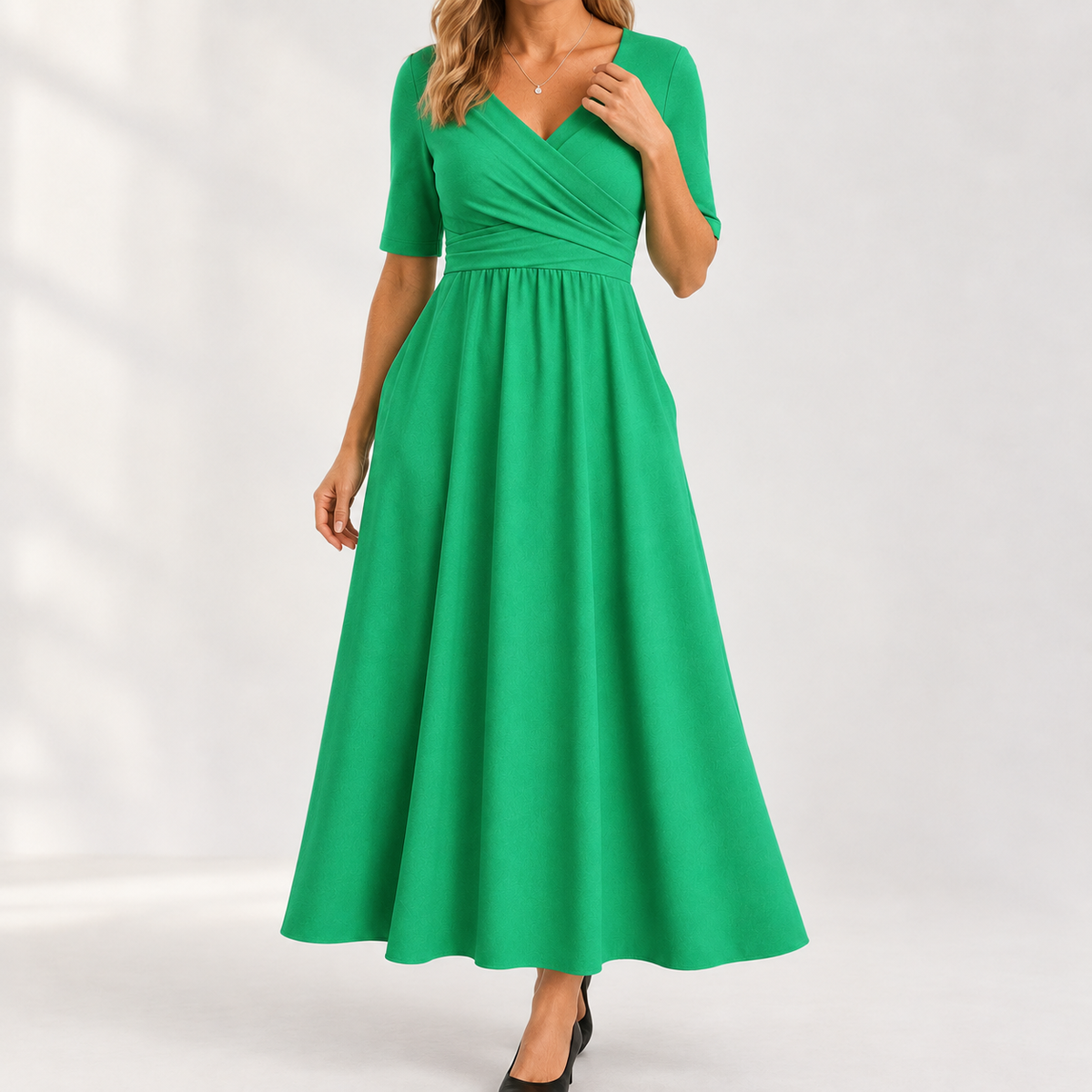 Guinevere Wrap Maxi Dress - Green