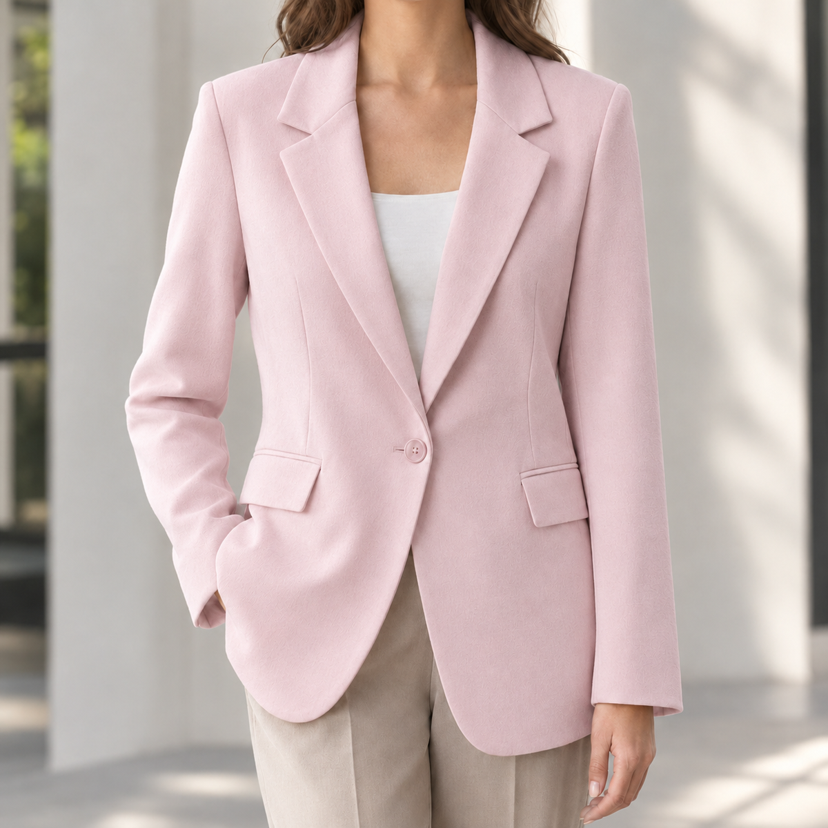 Grietje Notch Lapel Blazer - Pink