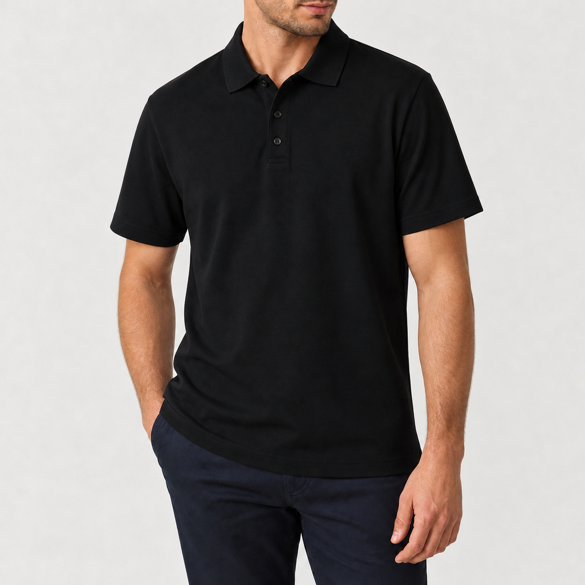 Matthias Cotton Polo Shirt - Black