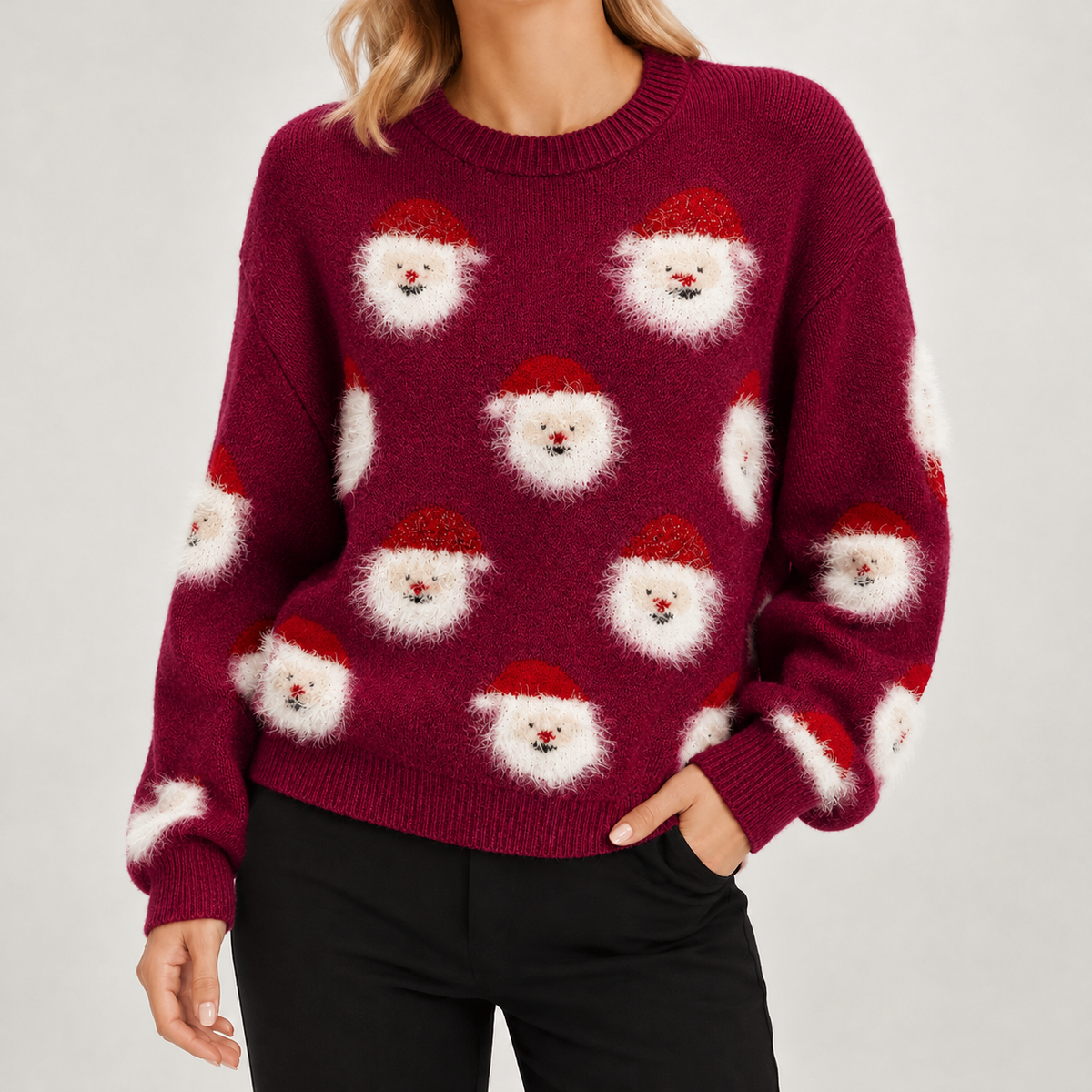 Calista Santa Sweater - Purple Red