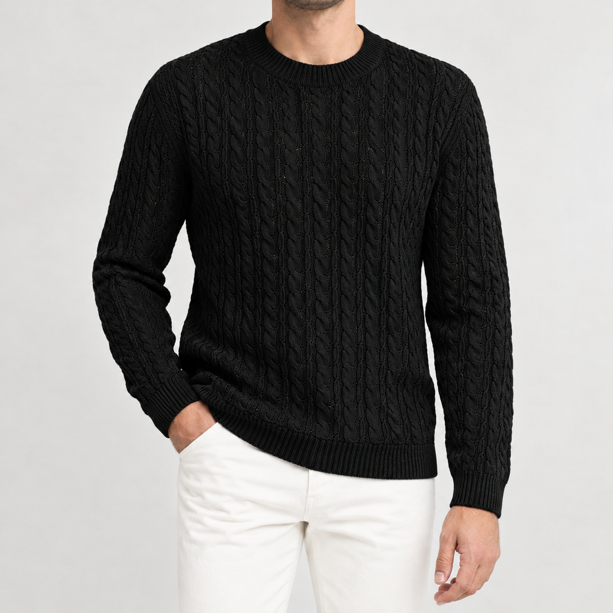 Salvador Cable Knit Sweater - Black