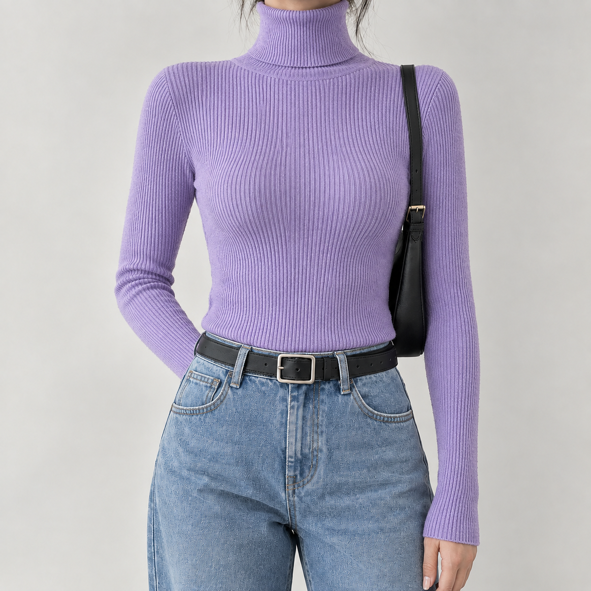Paloma Ribbed Turtleneck - Purple