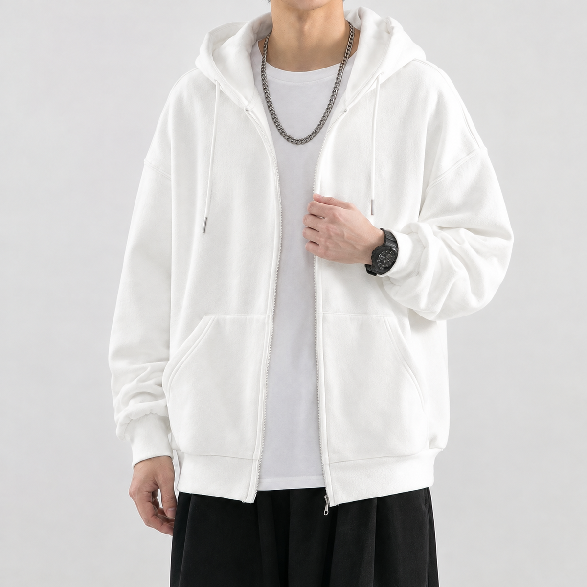 Gianluca Oversized Zip Jacket - White
