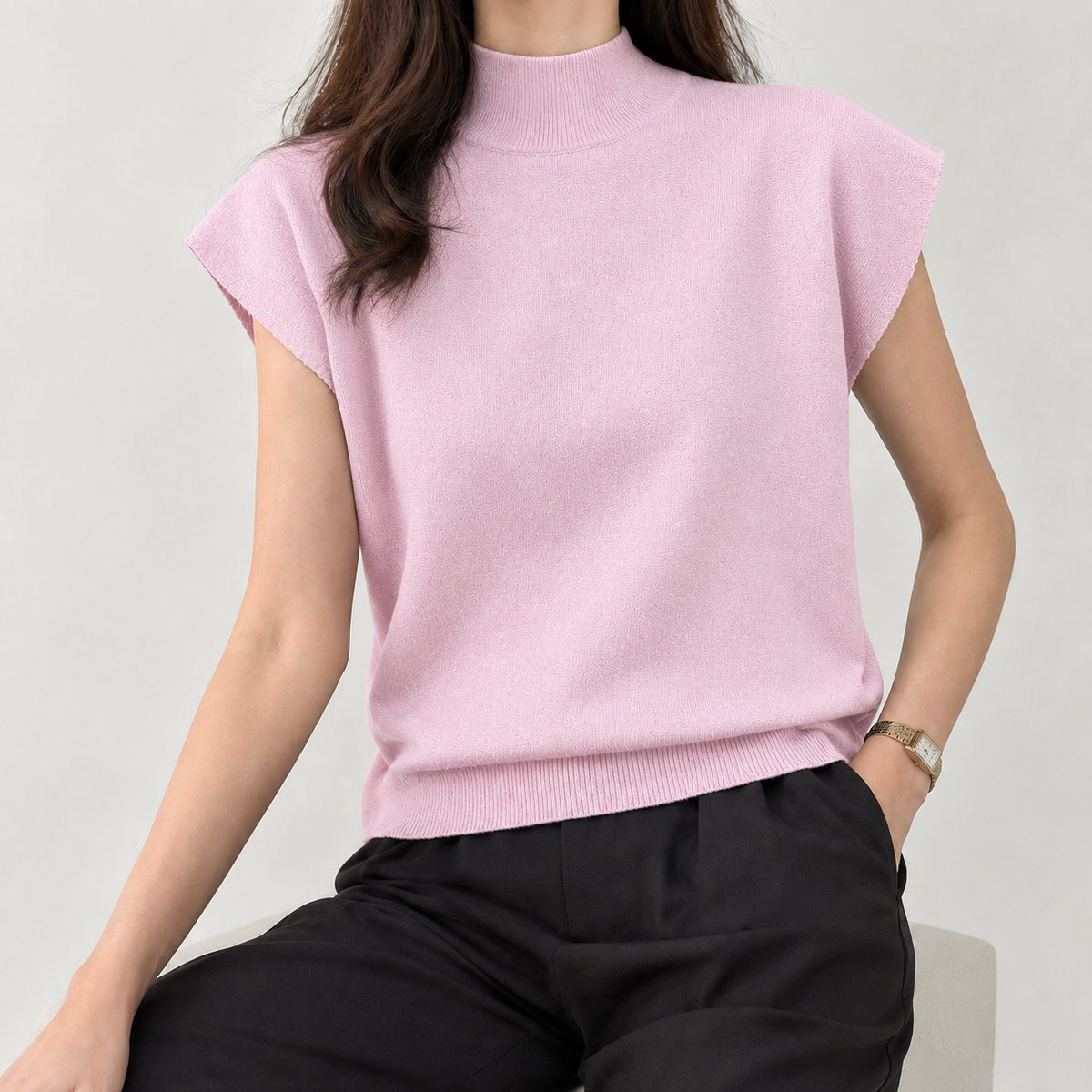Elettra Mock Neck Top - Pink