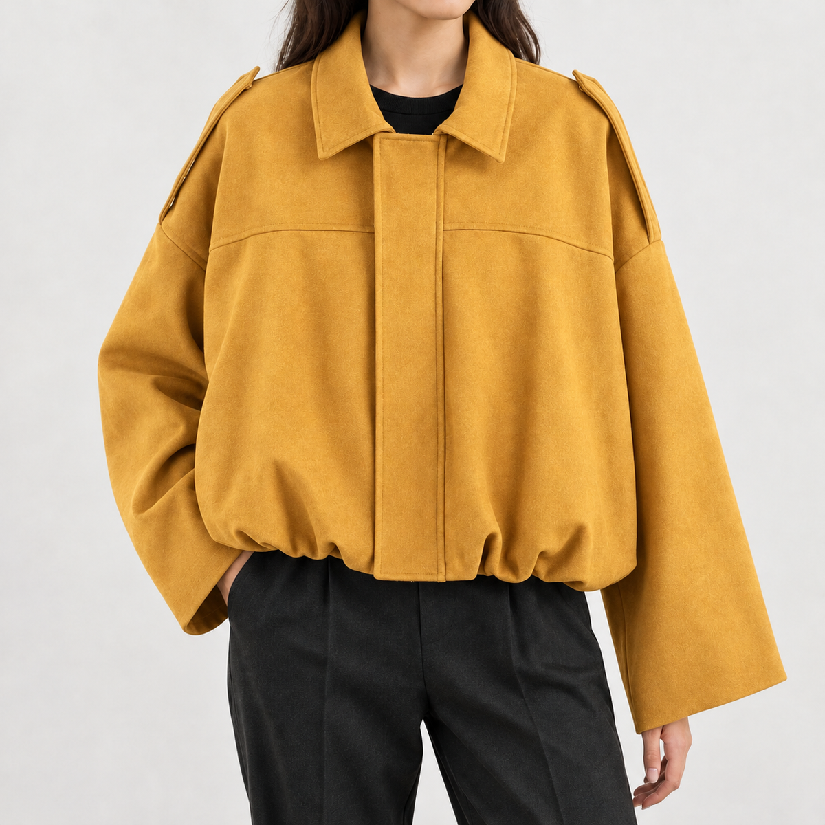 Ilona Suede Texture Jacket - Yellow