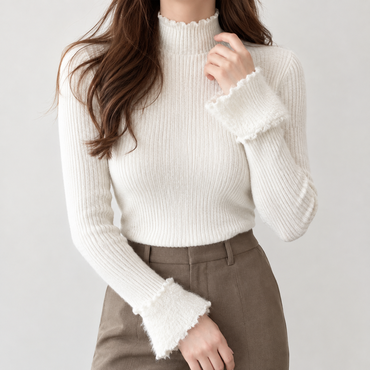 Emmelie Ribbed Sweater - White