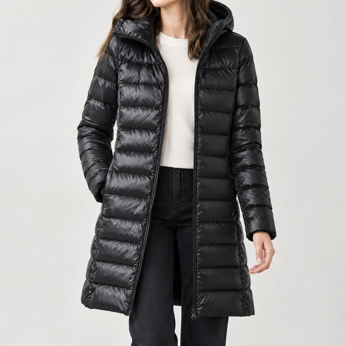 Catarina Cashmere Puffer Jacket - Black
