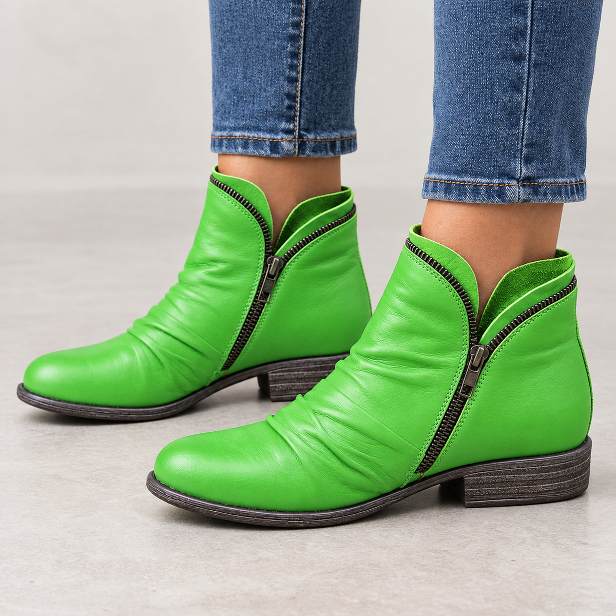Aglae Side Zip Boots - Fluorescent Green