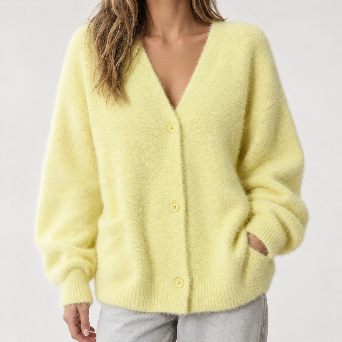 Armida V Neck Cardigan - Yellow