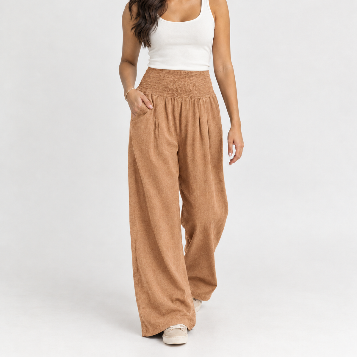 Annick Wide Leg Pants - Light Brown