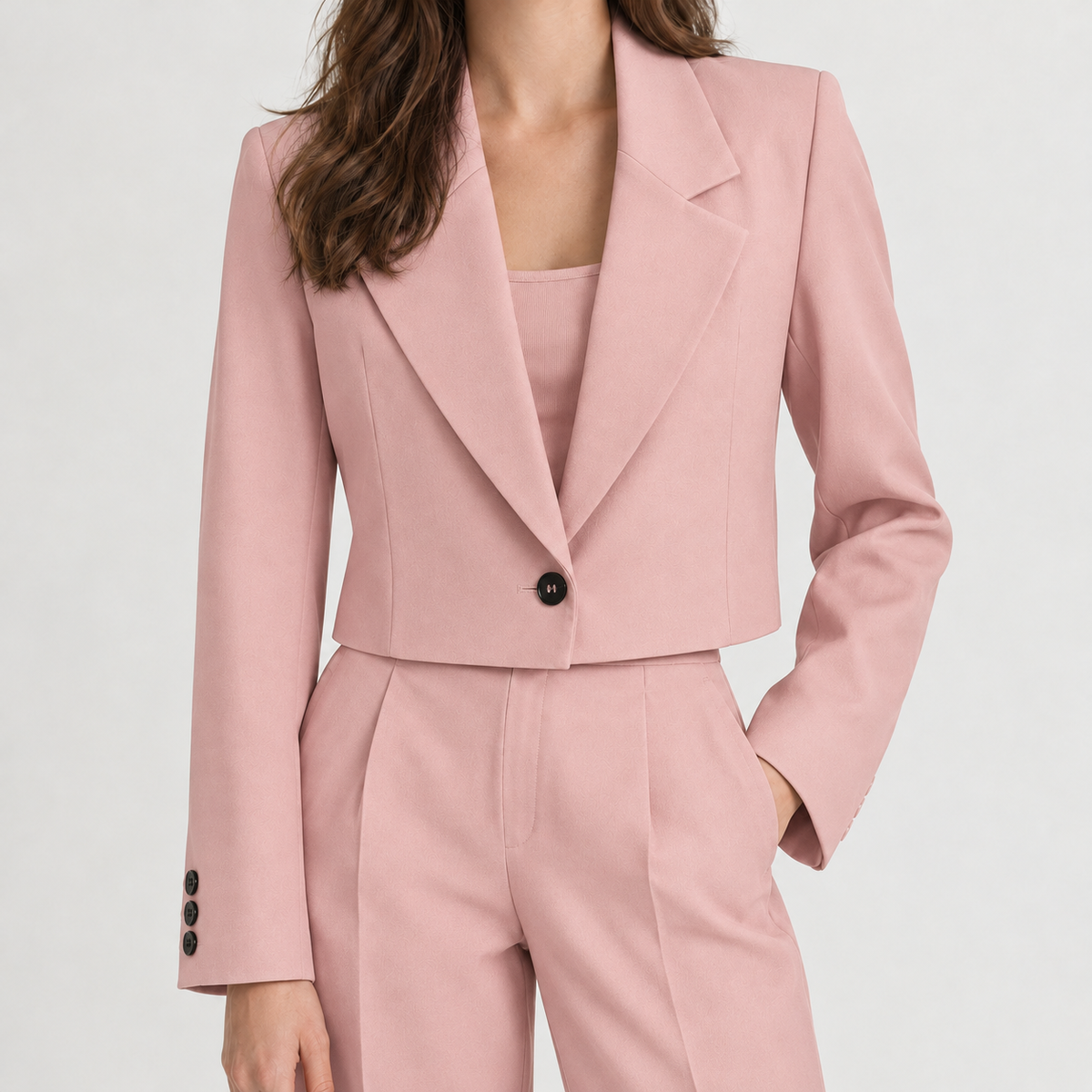 Arnhild Cropped Lapel Blazer - Pink One