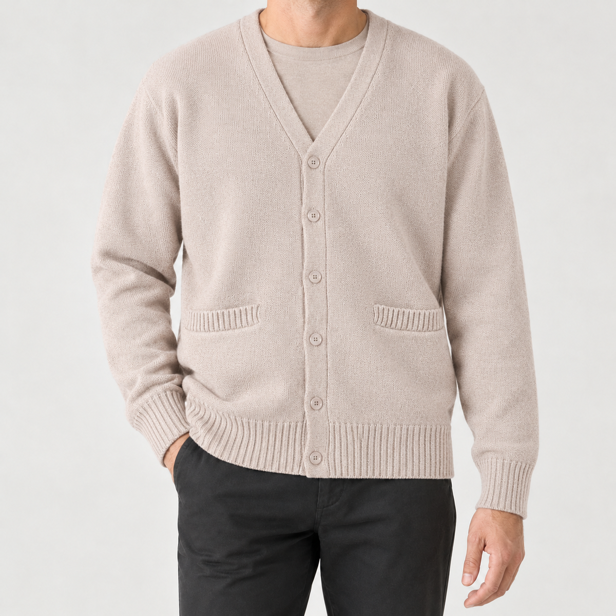 Anibal V Neck Cardigan - Light Apricot