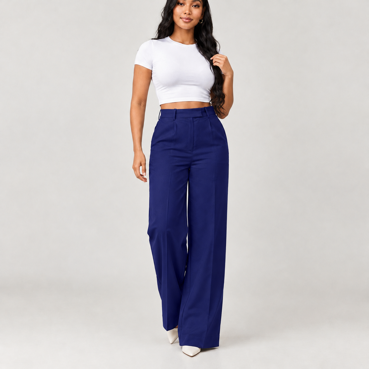 Birthe Wide Leg Pants - Dark Blue