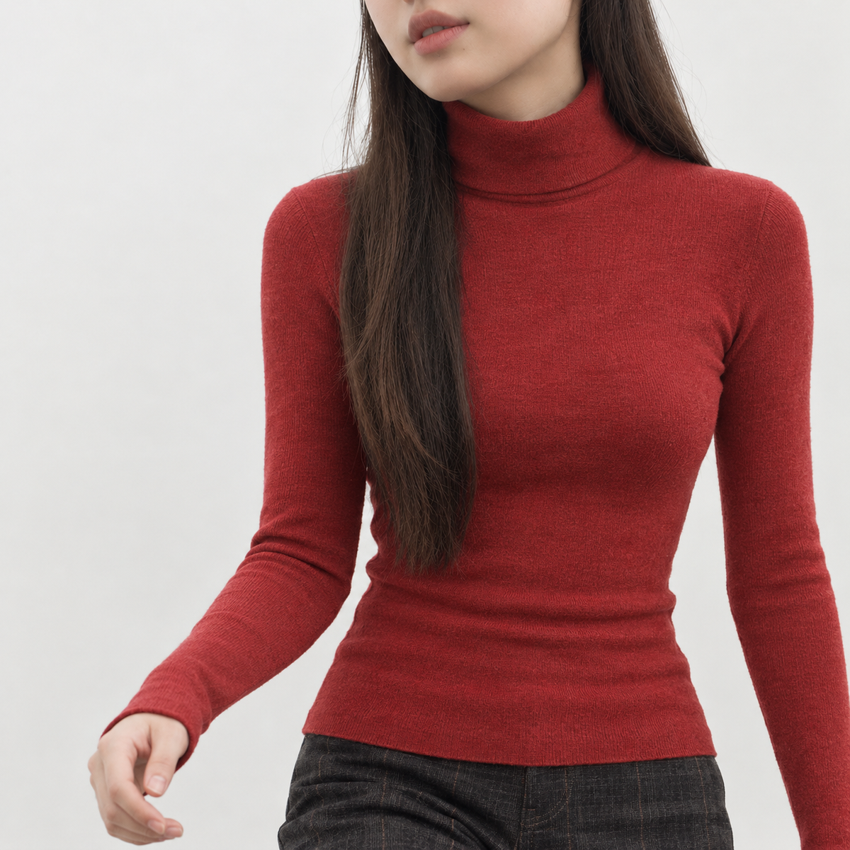 Annemette Turtleneck Sweater - Brick Red