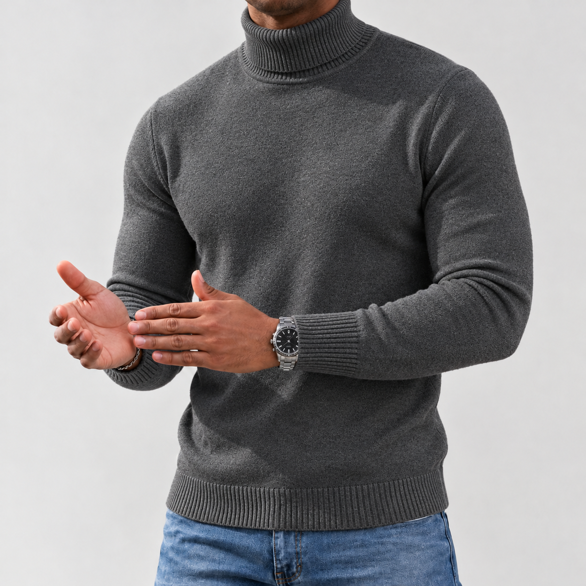 Saverio Turtleneck Sweater - Dark Gray