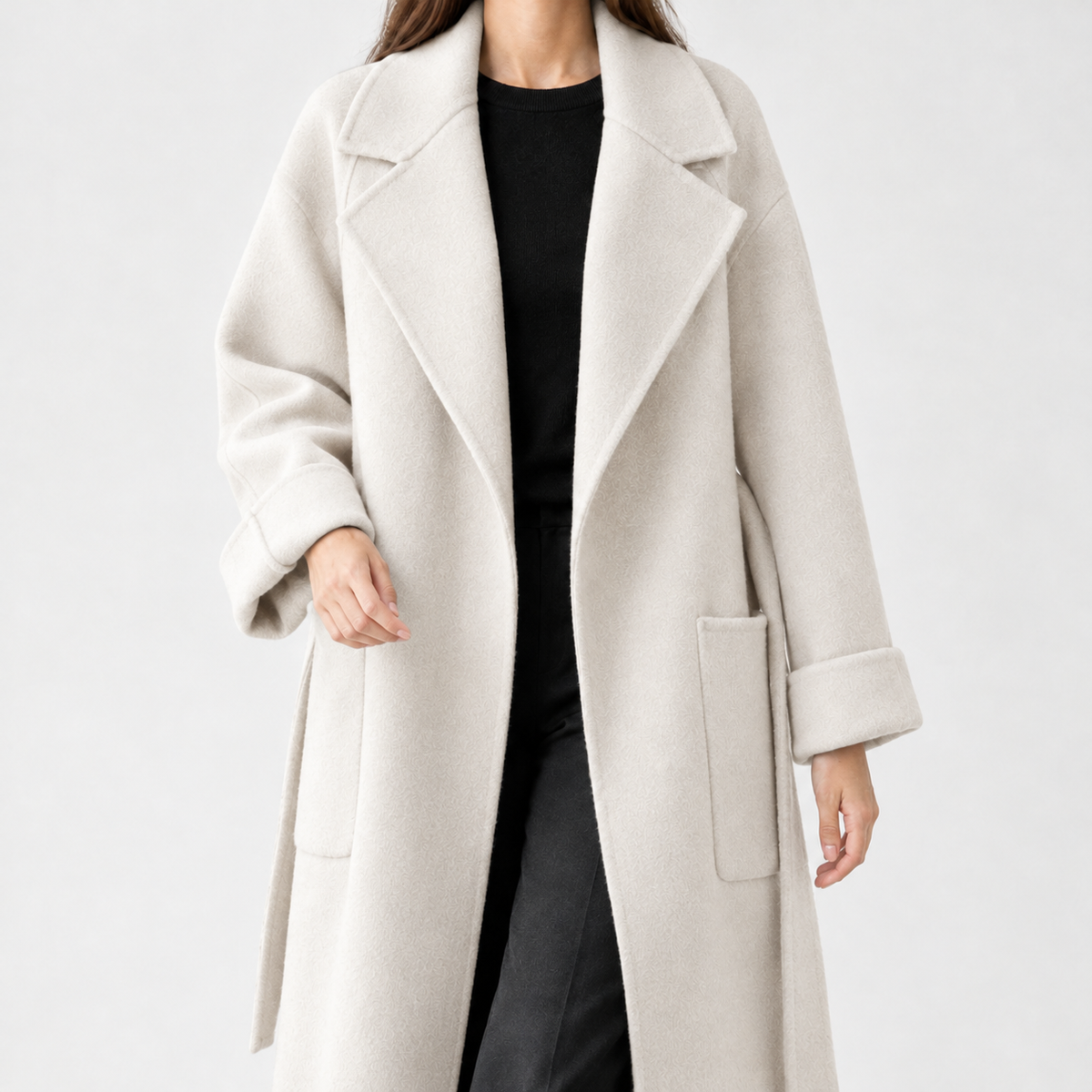 Grith Cashmere Wrap Coat - Off-white Luxury Australian Woo