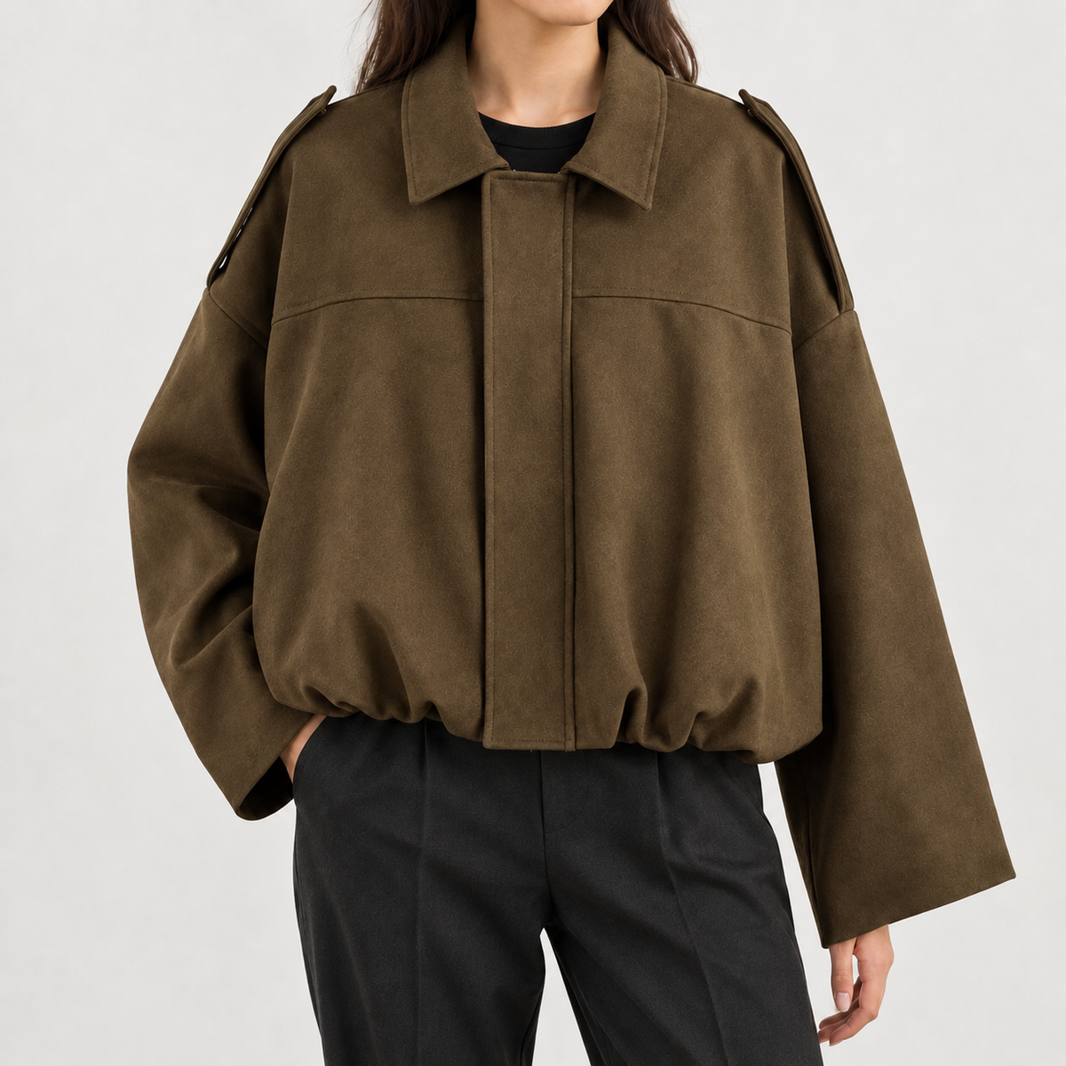 Ilona Suede Texture Jacket - Brown