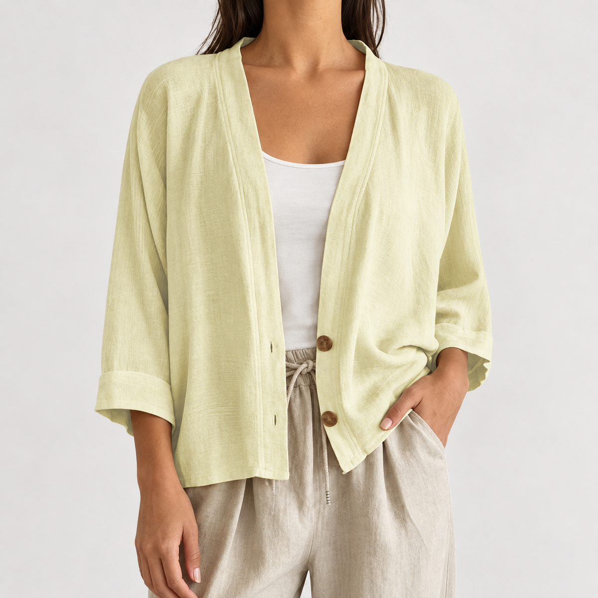 Calixte Relaxed Cardigan - Light Yellow
