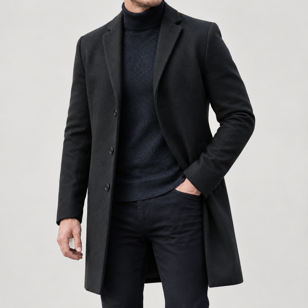 Bjarte Tailored Wool Coat - Black