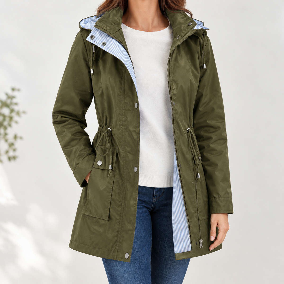Elisabetta Hooded Jacket - Olive Green