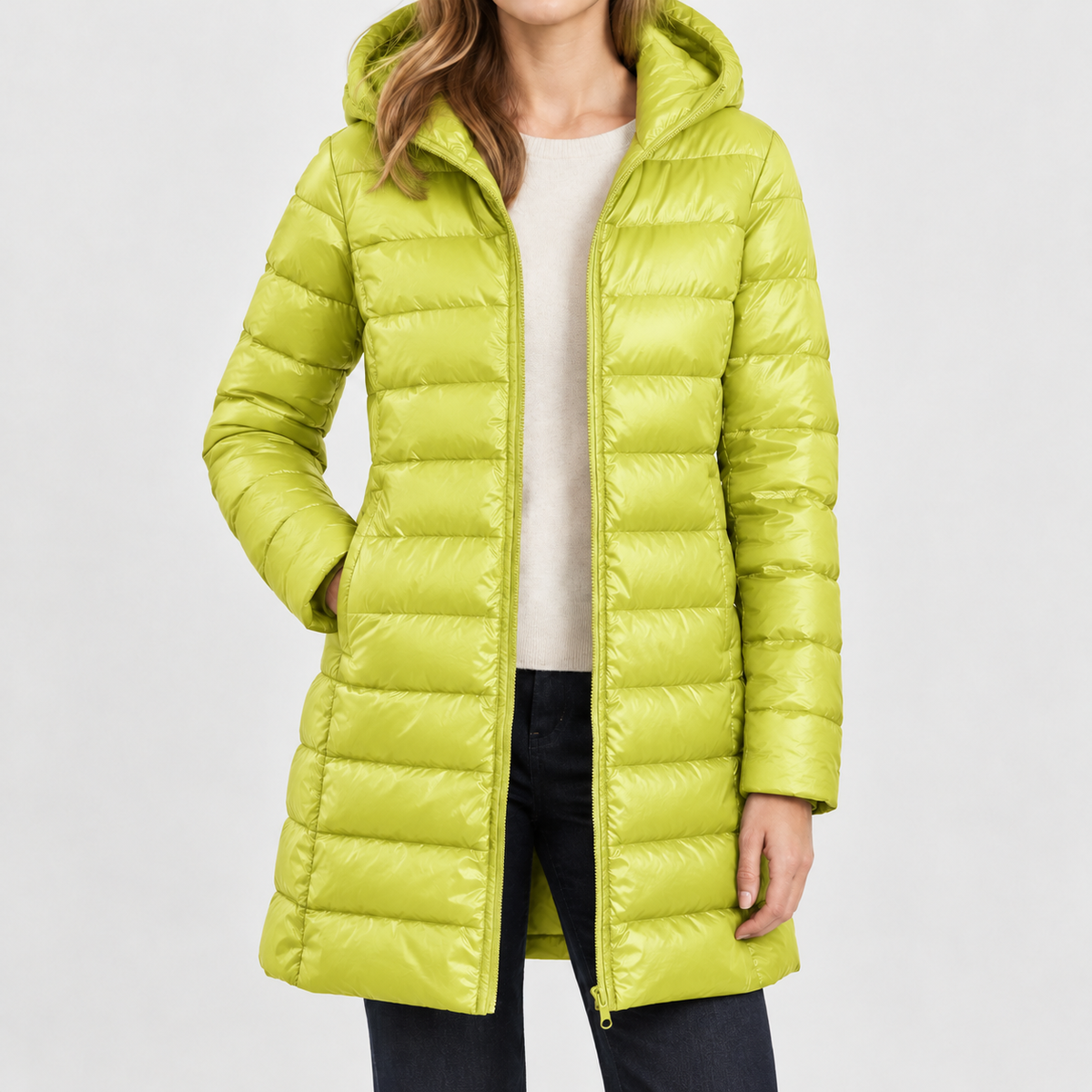 Catarina Cashmere Puffer Jacket - Fruit Green
