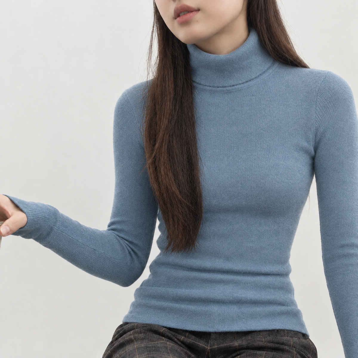 Annemette Turtleneck Sweater - Light Blue