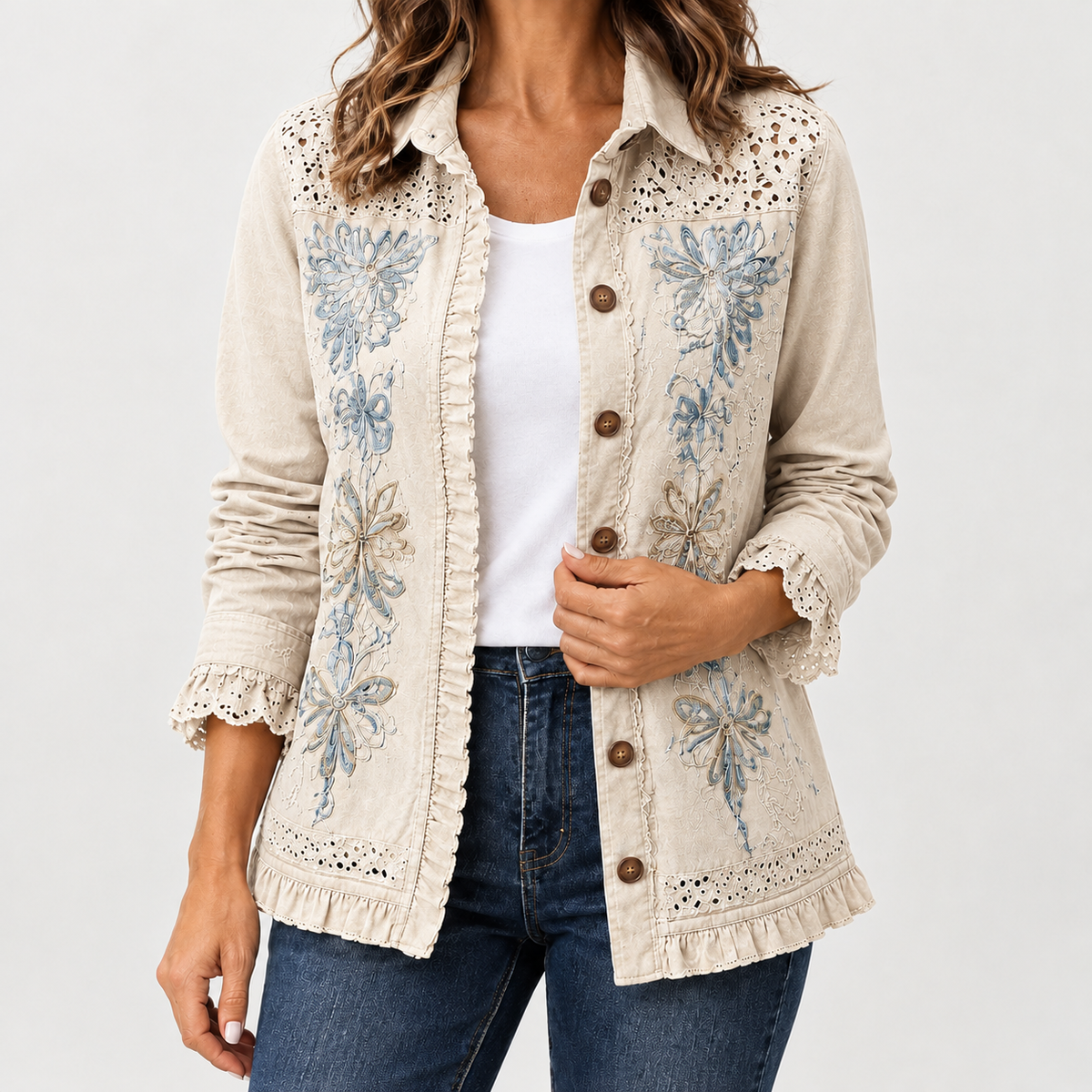 Bella Embroidered Jacket - Apricot