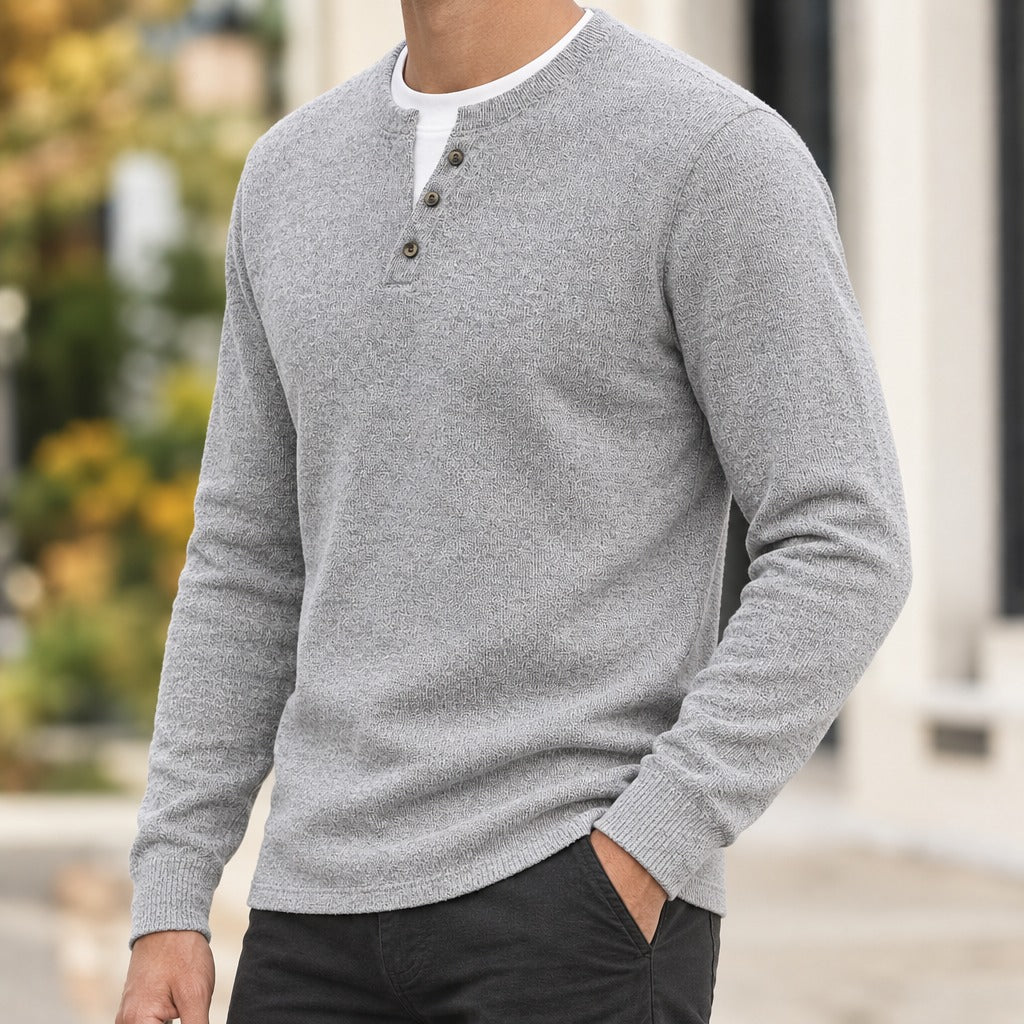 Peregrine Henley Sweater - Lead Product Detail