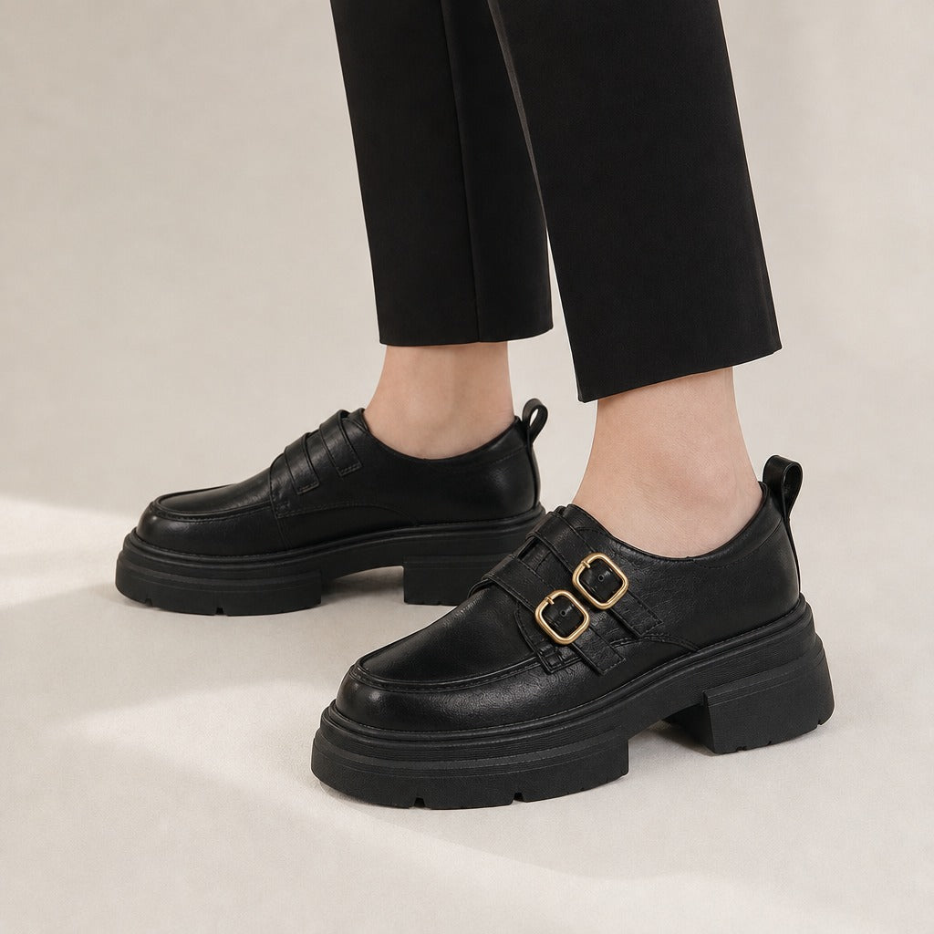 Domenica Double Buckle Shoes - Lead Product Detail