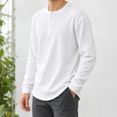 Gaston Waffle Henley Top - Lead Product Detail
