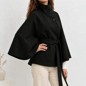 Ronja Stand Collar Cape Jacket - Lead Product Detail