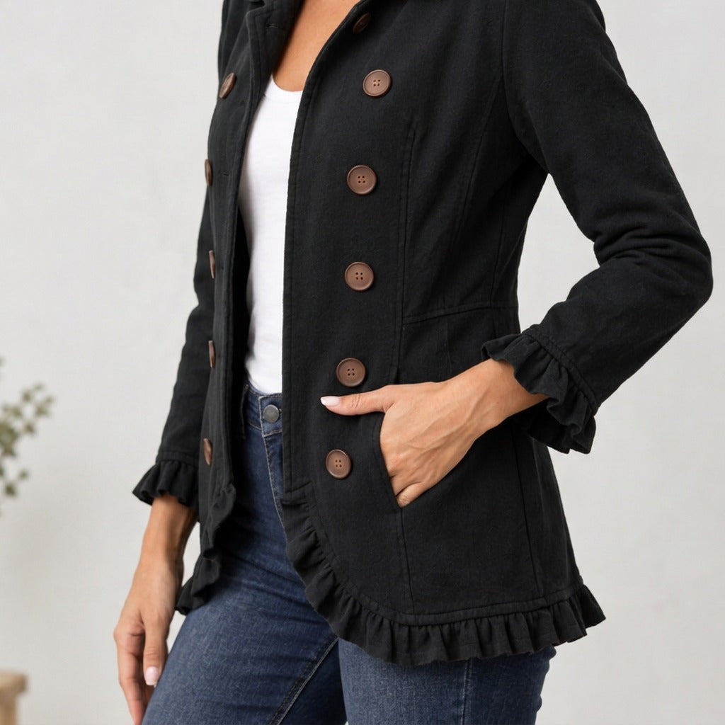 Alexandra Ruffle Trim Jacket - Lead Product Detail