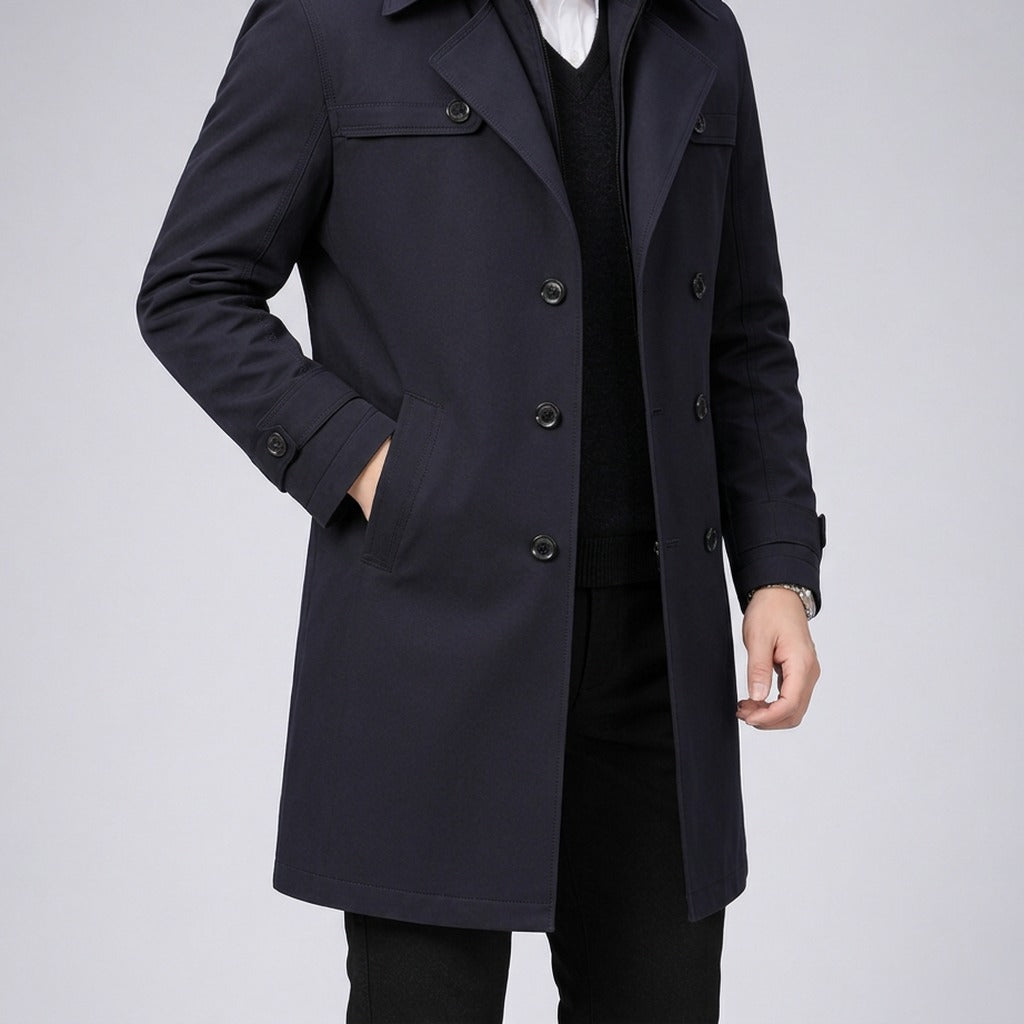 Mauro Double Breasted Coat - Lead Product Detail