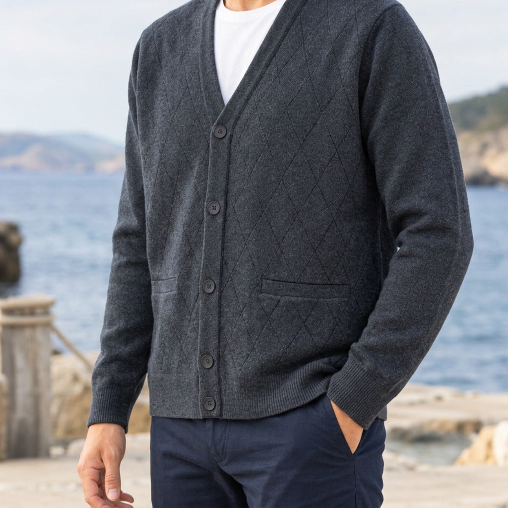 Santiago Argyle Cardigan - Lead Product Detail
