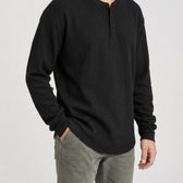 Gaston Waffle Henley Top - Lead Product Detail