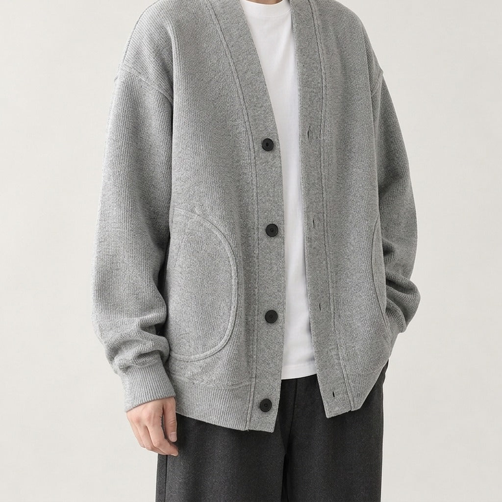 Leon Waffle Knit Cardigan - Lead Product Detail